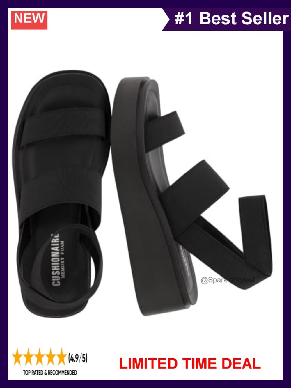 Memory Foam Platform Wedge Sandals Slingback Stretch Comfort
